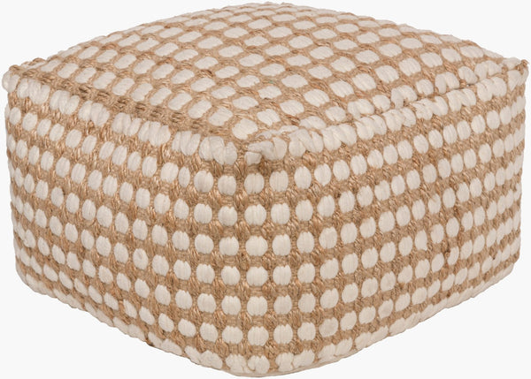 Livabliss Oak Cove Square Woven Pouf Cotton Wool Jute Footrest for Bohemian Living Spaces OCPF4002-202012