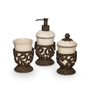 Acanthus Stoneware Vanity Set, Set of 3 EAW31850 Park Hill