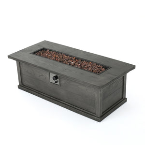English Elm 56" Outdoor Rectangular Propane Fire Pit 50000 Btu Mgo Concrete Wood Grain Patio 57570.00GRY-50K