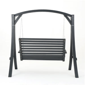 English Elm San Juan Freestanding Larch Wood Swing Loveseat Outdoor Garden Retreat Bench 54880.00BGRY_54880.00CGRY