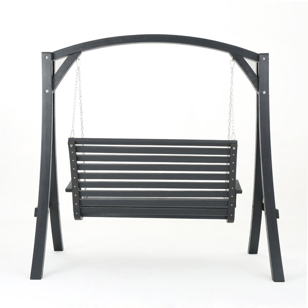 English Elm San Juan Freestanding Larch Wood Swing Loveseat Outdoor Garden Retreat Bench 54880.00BGRY_54880.00CGRY