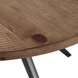 Homelegance By Top-Line Amala Wood Finish and Black Metal Base Round Dining Table Grey Veneer