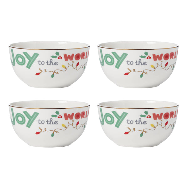 Lenox Snoopy Christmas All-Purpose Bowls, Set of 4 Multi, IVORY PORCELAIN 896322