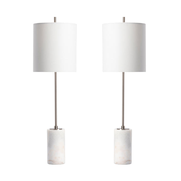 Crestview Collection 31.5"H Elegant Barble & Metal Table Lamp Set - Modern Design With Marble Base & 3-way Switch, 2pk   Cvamb0018