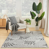 Nourison Garden Oasis GOA01 Machine Made Power-loomed Borderless Design Indoor/Outdoor Tropical Outdoor Rug Grey, Grey 100% Polypropylene 99446959201