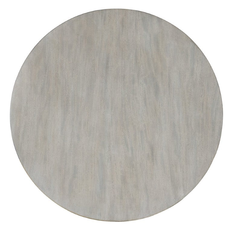 Hooker Furniture Melange Round Guilded Accent Table With Silver Leaf Insets, Gray Primavera Veneer, Casters For Mobility 628-80518-95