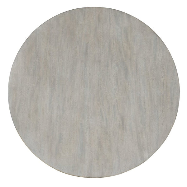 Hooker Furniture Melange Round Guilded Accent Table With Silver Leaf Insets, Gray Primavera Veneer, Casters For Mobility 628-80518-95