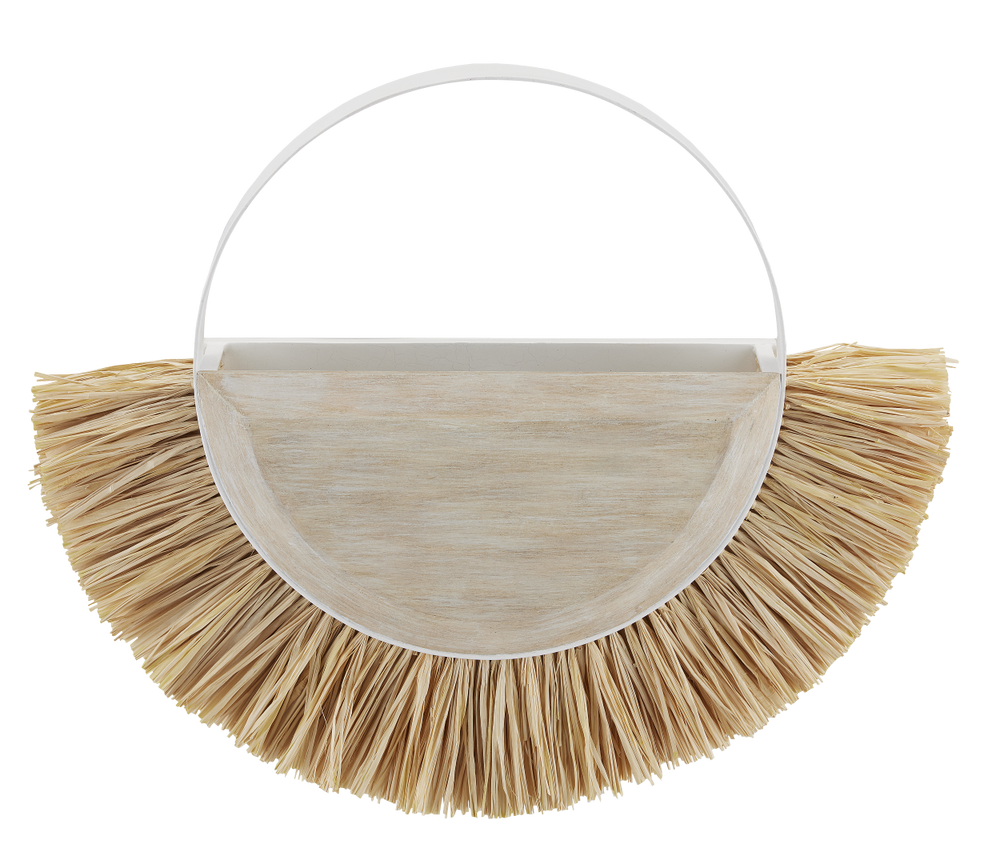 Seychelles Wall Sconce - Bohemian Wrought Iron Light with Raffia Accents for Coastal Elegance