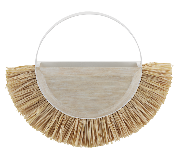 Seychelles Wall Sconce - Bohemian Wrought Iron Light with Raffia Accents for Coastal Elegance