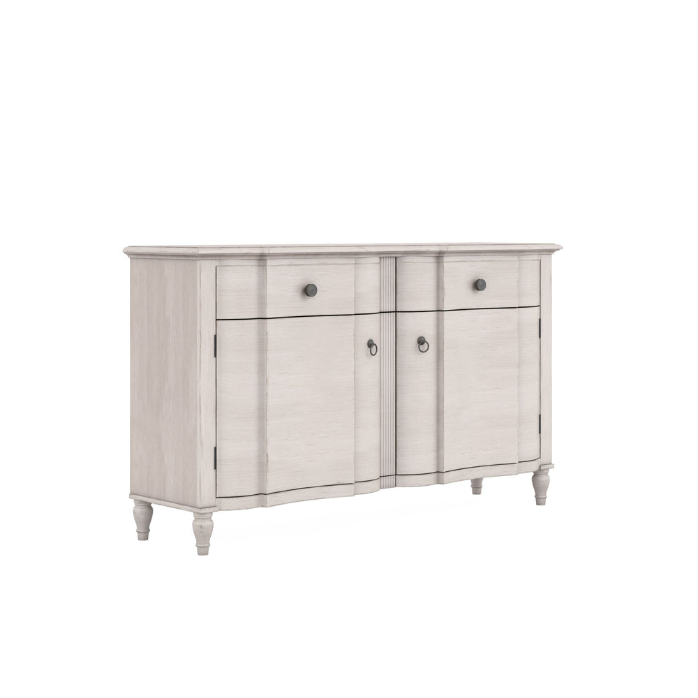 A.R.T. Furniture Alcove Buffet: Elegant Belgian Ivory Storage Solution With Adjustable Shelves & Felt-lined Drawers White Acacia Solids,Maple Veneers 321247-2817