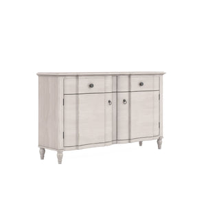 A.R.T. Furniture Alcove Buffet: Elegant Belgian Ivory Storage Solution With Adjustable Shelves & Felt-lined Drawers White Acacia Solids,Maple Veneers 321247-2817