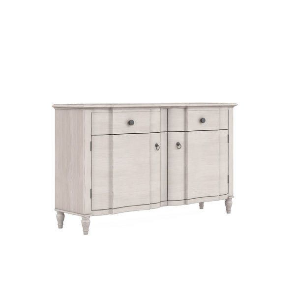 A.R.T. Furniture Alcove Buffet: Elegant Belgian Ivory Storage Solution With Adjustable Shelves & Felt-lined Drawers White Acacia Solids,Maple Veneers 321247-2817