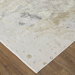 Feizy Rugs Astra Abstract Watercolor Rug – Elevate Your Space With Luxurious Metallic Designs And Soft Texture Gray,Gold,Ivory Polyester,Polypropylene Ara39l3fgrygldj00