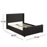 Christopher Knight Home® - Noble House - Antoinette Fully-Upholstered Bed Frame - Queen-Size - Traditional - Black