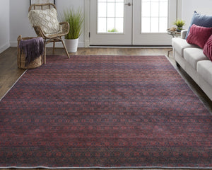 Feizy Rugs Voss Collection Bold And Vibrant Polyester Low Pile Area Rug With Striking Transitional Design Red,Gray Polyester Vos39hafmlt000f71