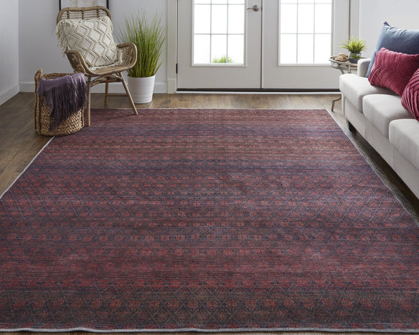 Feizy Rugs Voss Collection Bold And Vibrant Polyester Low Pile Area Rug With Striking Transitional Design Red,Gray Polyester Vos39hafmlt000f71
