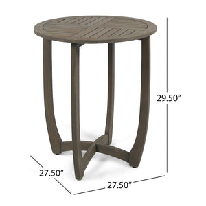 English Elm Hermosa Outdoor Round Acacia Wood Bistro Table Slatted Hardwood Patio Accent 57522.00GRY
