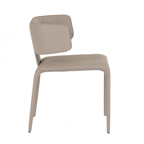 VIG Furniture Odessa Grey Vegan Leather Dining Chair — Contoured Wingback, Slim Metal Legs, Stackable, Ergonomic Comfort VGHM-112-PVC-GRY