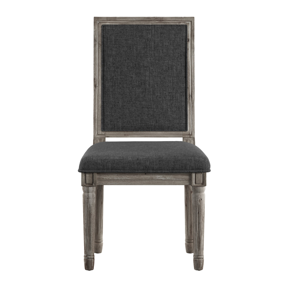 Homelegance By Top-Line Mayer Rectangular Linen and Wood Dining Chairs (Set of 2) Dark Grey Rubberwood