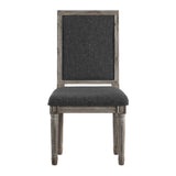 Homelegance By Top-Line Mayer Rectangular Linen and Wood Dining Chairs (Set of 2) Dark Grey Rubberwood