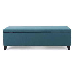 English Elm Ottoman Bench Seat with Lift Top Hidden Storage Polyester Upholstered Entryway Piece Teal 60159.00DTE
