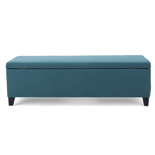 English Elm Ottoman Bench Seat with Lift Top Hidden Storage Polyester Upholstered Entryway Piece Teal 60159.00DTE