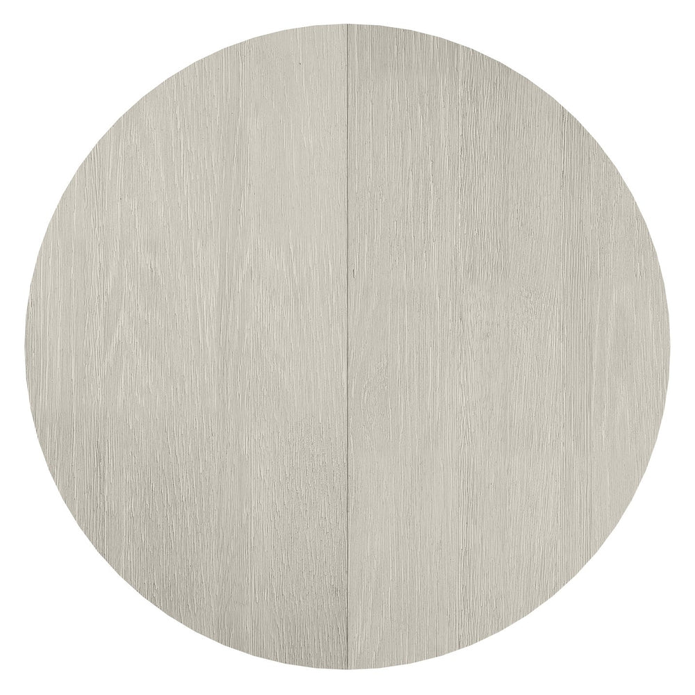 Bernhardt Bernhardt Tempo Round Dining Table With 20" Leaf — Wire‑Brushed Oak Pedestal, Satin Nickel Band Finish K2135