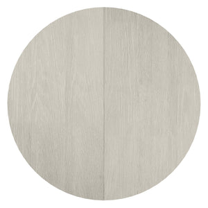 Bernhardt Bernhardt Tempo Round Dining Table With 20" Leaf — Wire‑Brushed Oak Pedestal, Satin Nickel Band Finish K2135