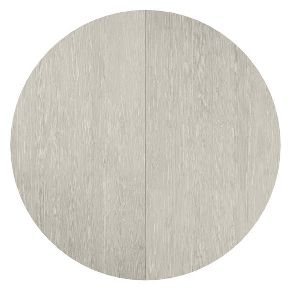 Bernhardt Bernhardt Tempo Round Dining Table With 20" Leaf — Wire‑Brushed Oak Pedestal, Satin Nickel Band Finish K2135