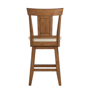 Homelegance By Top-Line Juliette Panel Back Counter Height Wood Swivel Chair Oak Rubberwood