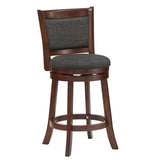 Homelegance By Top-Line Sydney Upholstered Back Swivel 24" Counter Height Stool Dark Grey Rubberwood