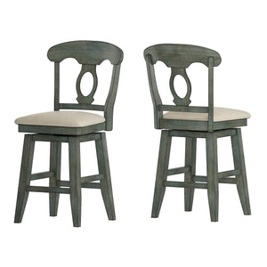 Homelegance By Top-Line Juliette Napoleon Back Counter Height Wood Swivel Chair Green Rubberwood