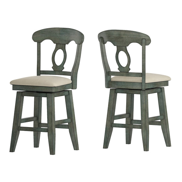 Homelegance By Top-Line Juliette Napoleon Back Counter Height Wood Swivel Chair Green Rubberwood