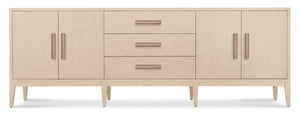 Hooker Furniture Westwood Polished Limestone Credenza With Quartered Oak Veneers, Radiance Hardware & Cable Management 6133-55486-80