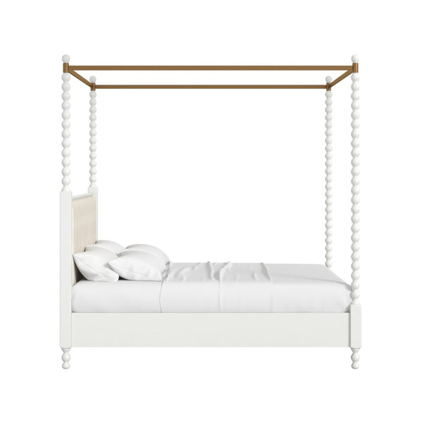 A.R.T. Furniture Haven QN Canopy Poster Bed - Elegant White Design with Upholstered Headboard for a Serene Bedroom 339135-2367CP