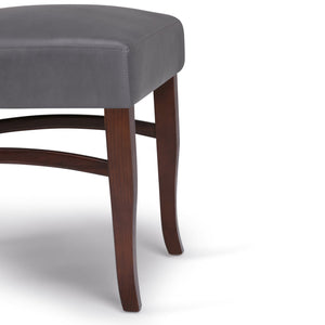 English Elm Ezra Deluxe Dining Chair Set of 2 in Stone Grey Vegan Leather — Tufted Comfort, Solid Wood Legs B136P158584