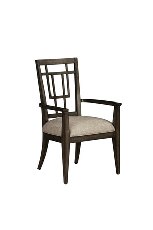A.R.T. Furniture Woodwright Rohe Arm Chair – Elegant Transitional Design With Plush Cushion & Unique Linear Back Pattern - Set Of 2 Brown, Gray Parawood Solids,Quarter Sawn White Oak Veneer,And Upholstery 253205-2315