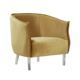 Homelegance By Top-Line Namine Velvet Barrel Back Acrylic Leg Accent Chair Gold Velvet