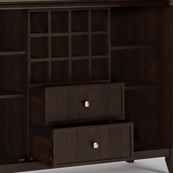 English Elm Bedford Sideboard Buffet With Wine Rack - Elegant Dark Chestnut Brown Storage For Dining Rooms B136P158482