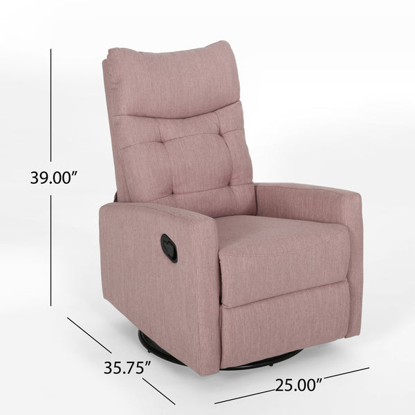 English Elm Christopher Knight Home® - Recliner Swivel Rocker with Glider Function, Push-Back Reclining Chair for Living Room & Nursery Blush 65354.00LBLSH