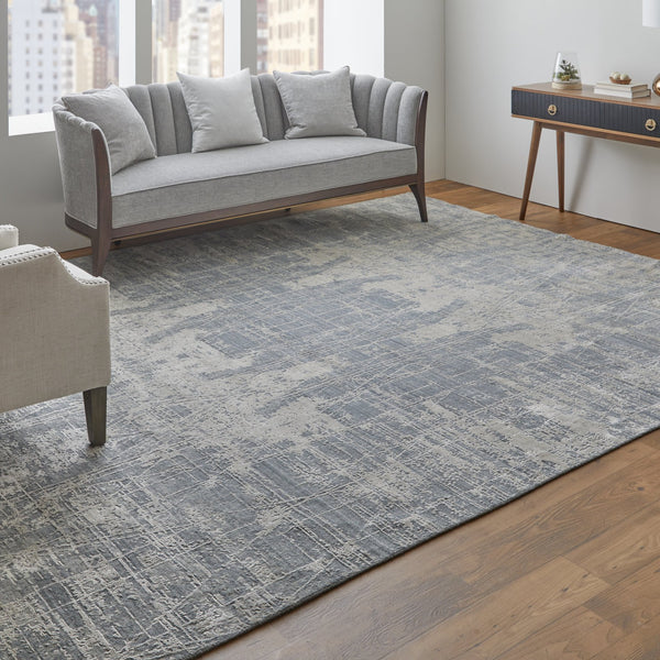 Feizy Rugs Eas69a0f Eastfield Artisanal Hand-woven Viscose And Wool Abstract Rug - Modern Style For Any Space Gray Viscose,Wool Eas69a0fgry000c00