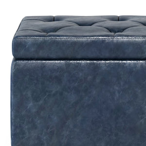 English Elm Hamilton Storage Ottoman - Elegant Denim Blue Faux Leather With Hidden Storage & Timeless Design B136P159060