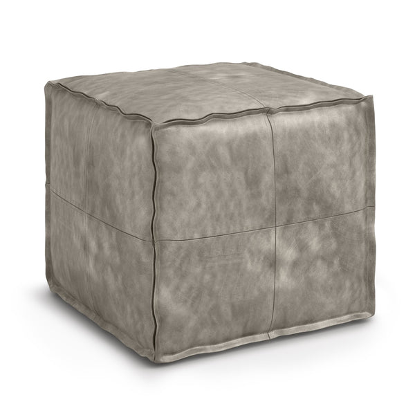 English Elm Brody Square Pouf - Distressed Grey Vegan Leather - Modern Accent For Living Rooms & Offices B136P159282