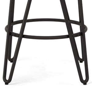 English Elm Simeon 24" Industrial Counter Height Stool With Solid Elm Seat & Black Metal Hairpin Legs - Stylish! B136P159607-GIGA