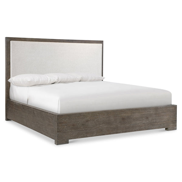 Bernhardt Bernhardt Outline Panel Bed King — Wire‑Brushed Oak Cassel Finish, Inset Upholstered Headboard, Slat Support K2217
