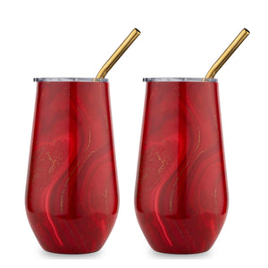 Lenox Cambridge 16 Oz Red Geo Insulated Wine Tumblers, Set of 2 NO COLOR METAL E9515RDCB2DS