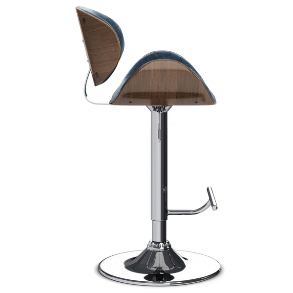 English Elm Marana Bentwood Adjustable Swivel Bar Stool - Distressed Blue With Chrome Base For Modern Spaces B136P158928