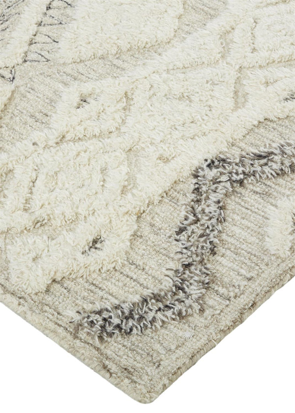 Feizy Rugs Anica Hand-tufted Wool Area Rug - Bohemian Style With Geometric Design Perfect For Any Space Ivory,Taupe,Gray Wool Anc8006fgry000p00