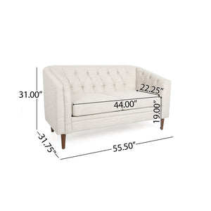 English Elm Christopher Knight Home® - LOVESEAT Diamond-Tufted PU Upholstery with Button Stitching, Tapered Birch Legs, Contemporary Chic Beige 72248.00FBGE