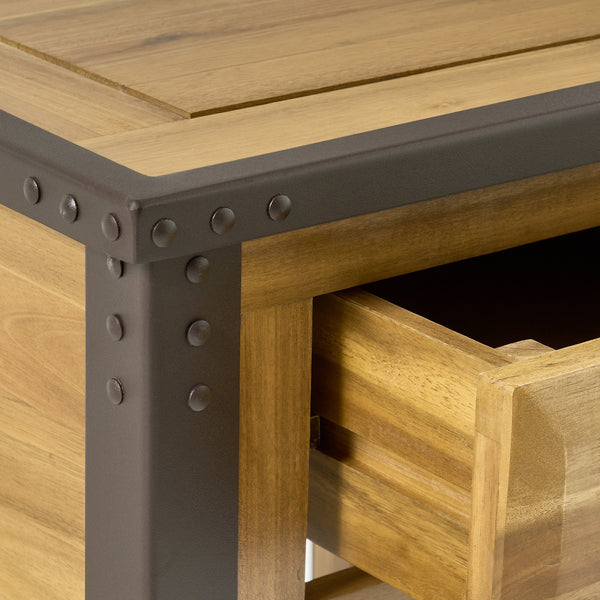 English Elm Christopher Knight Home® - BRIGHTON Acacia Wood End Table with 1 Drawer in Natural Finish — Industrial Accent Nightstand 26.75" 54717.00